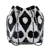 Silk Velvet Ikat Bucket Bag-019