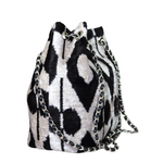 Silk Velvet Ikat Bucket Bag-019