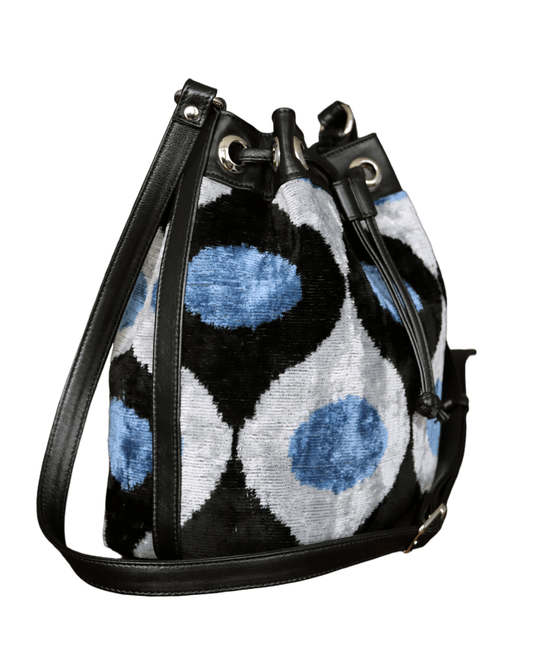 Silk Velvet Ikat Bucket Bag-018