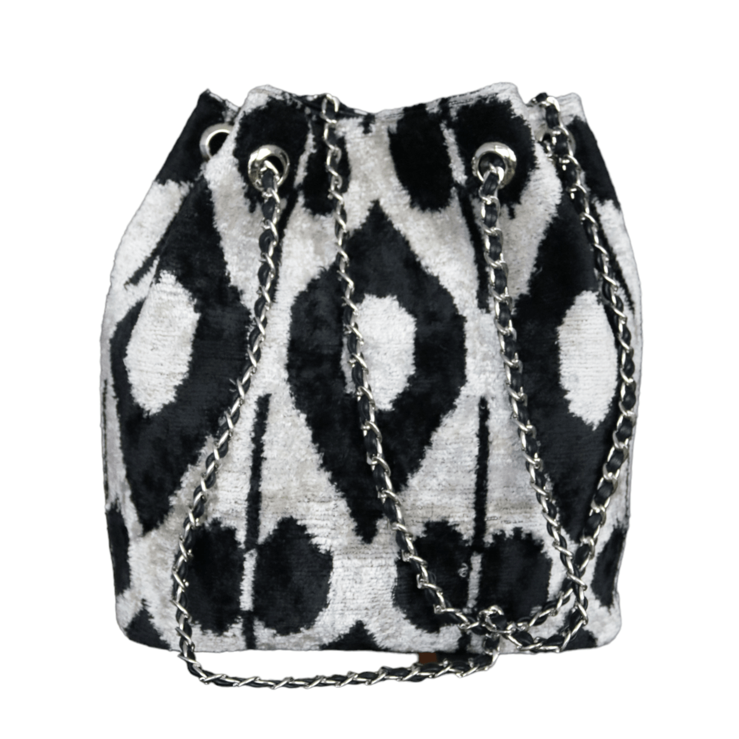 ikat velvet handmade bucket bag