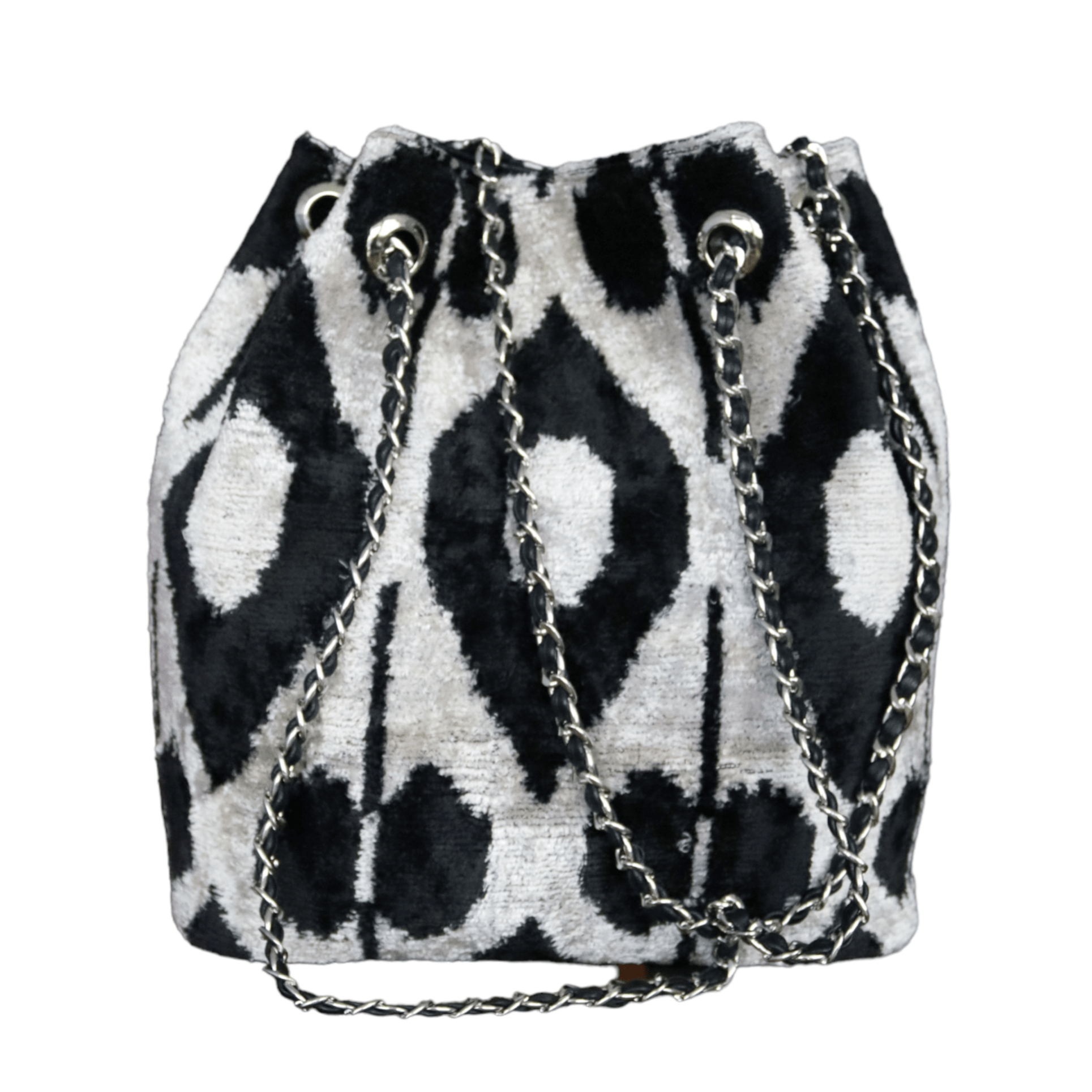 ikat velvet handmade bucket bag