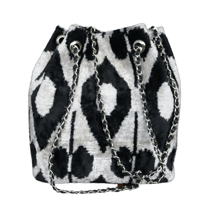ikat velvet handmade bucket bag