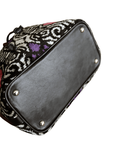 Bolso tipo cubo de terciopelo de seda Ikat - 021
