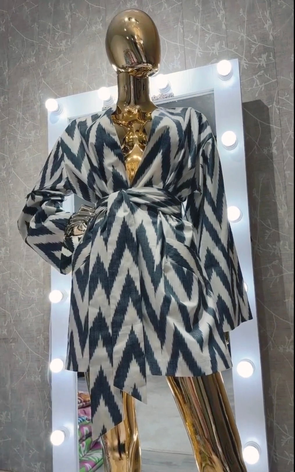 Cotton Ikat Black Zig Zag Caftan