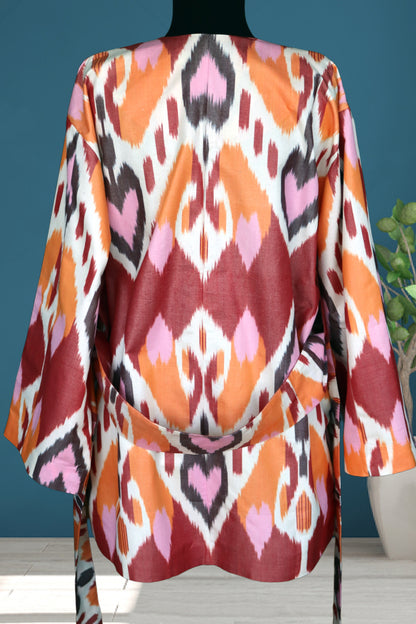 Chaqueta de algodón Ikat naranja