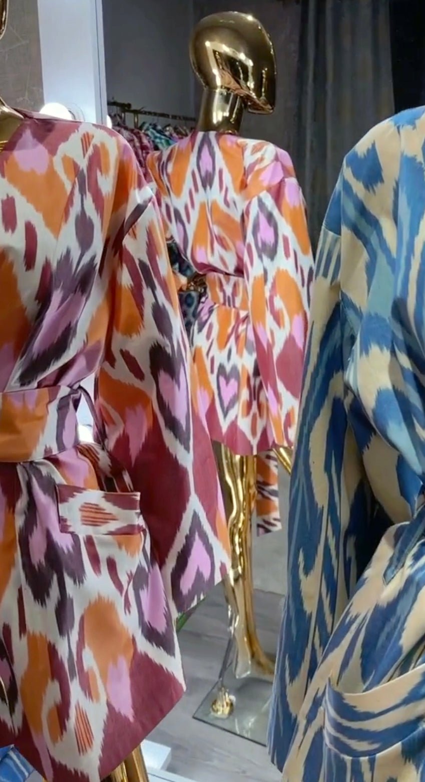 Chaqueta de algodón Ikat naranja