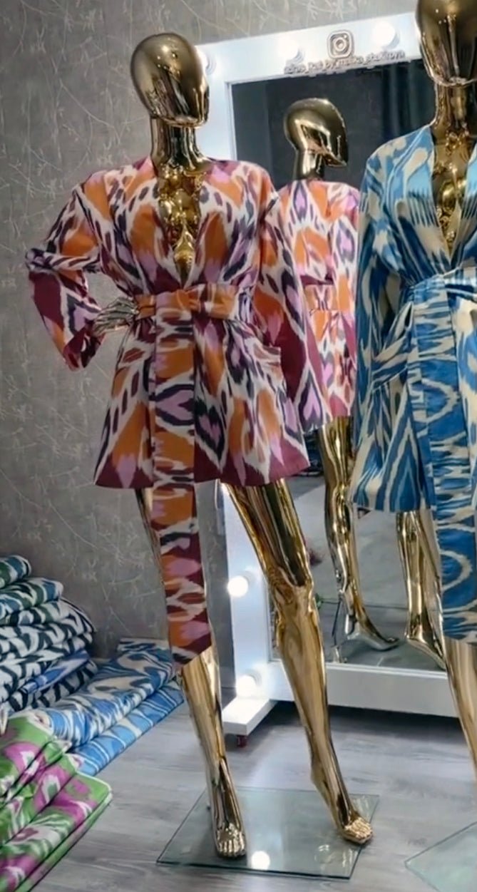 Chaqueta de algodón Ikat naranja