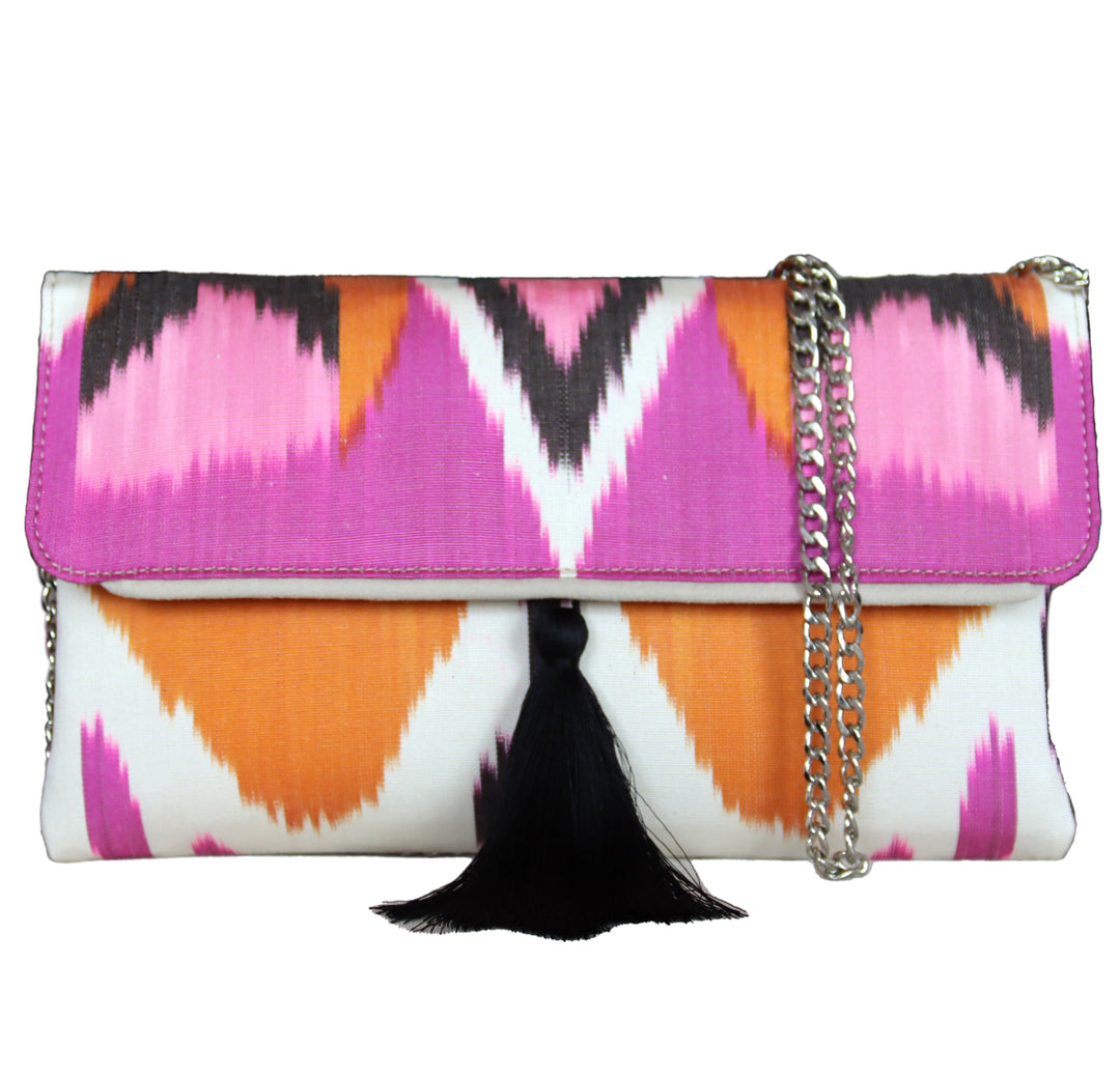 Ikat clutch stitched cheapest with organza.