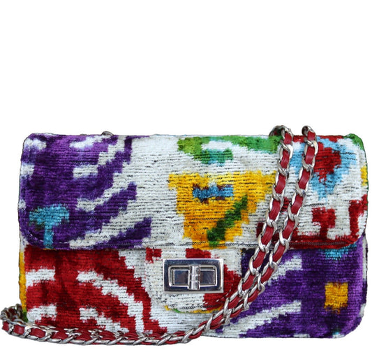 Wholesale Ikat velvet handmade hand bag 