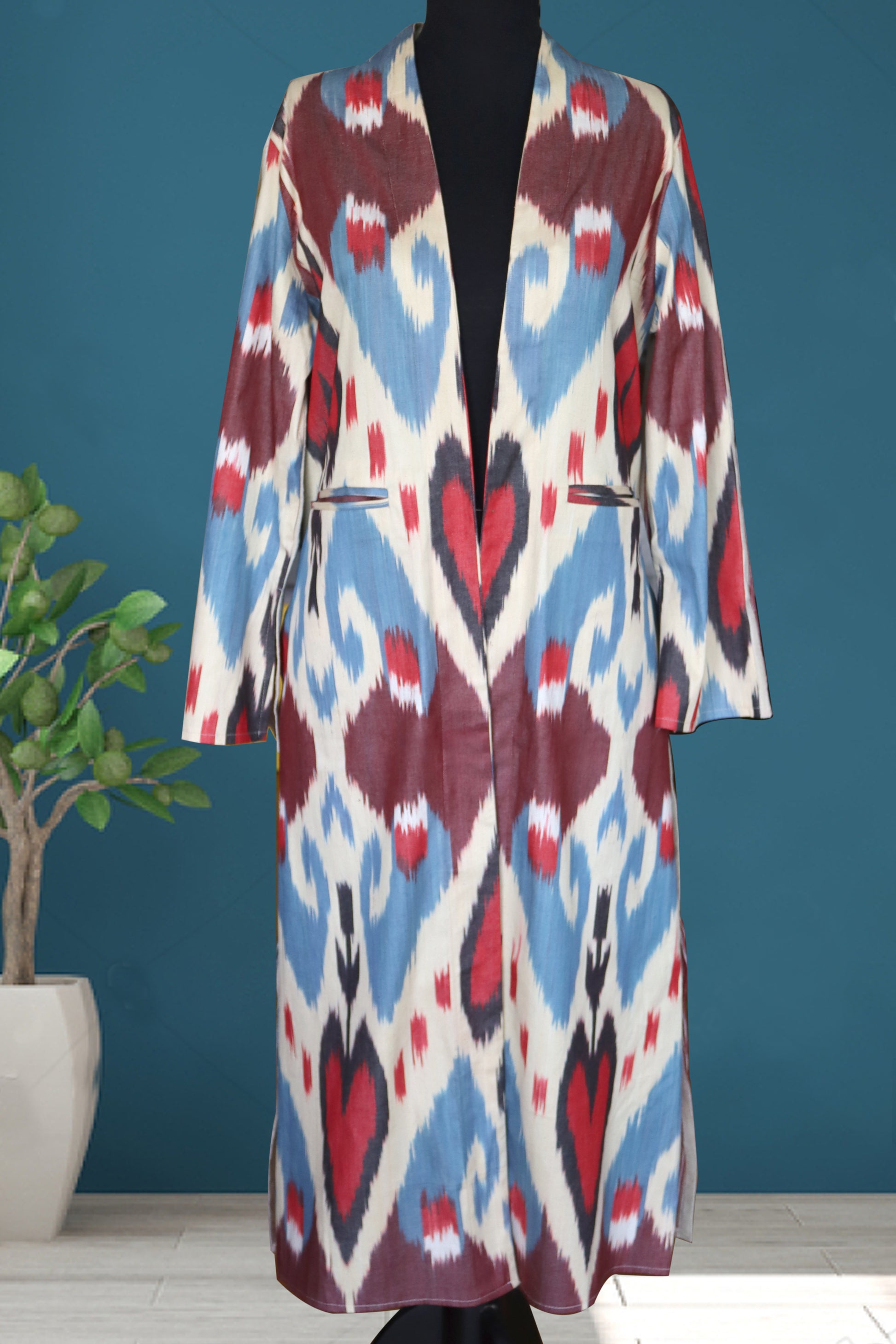 handwoven organic linen ikat caftan 005