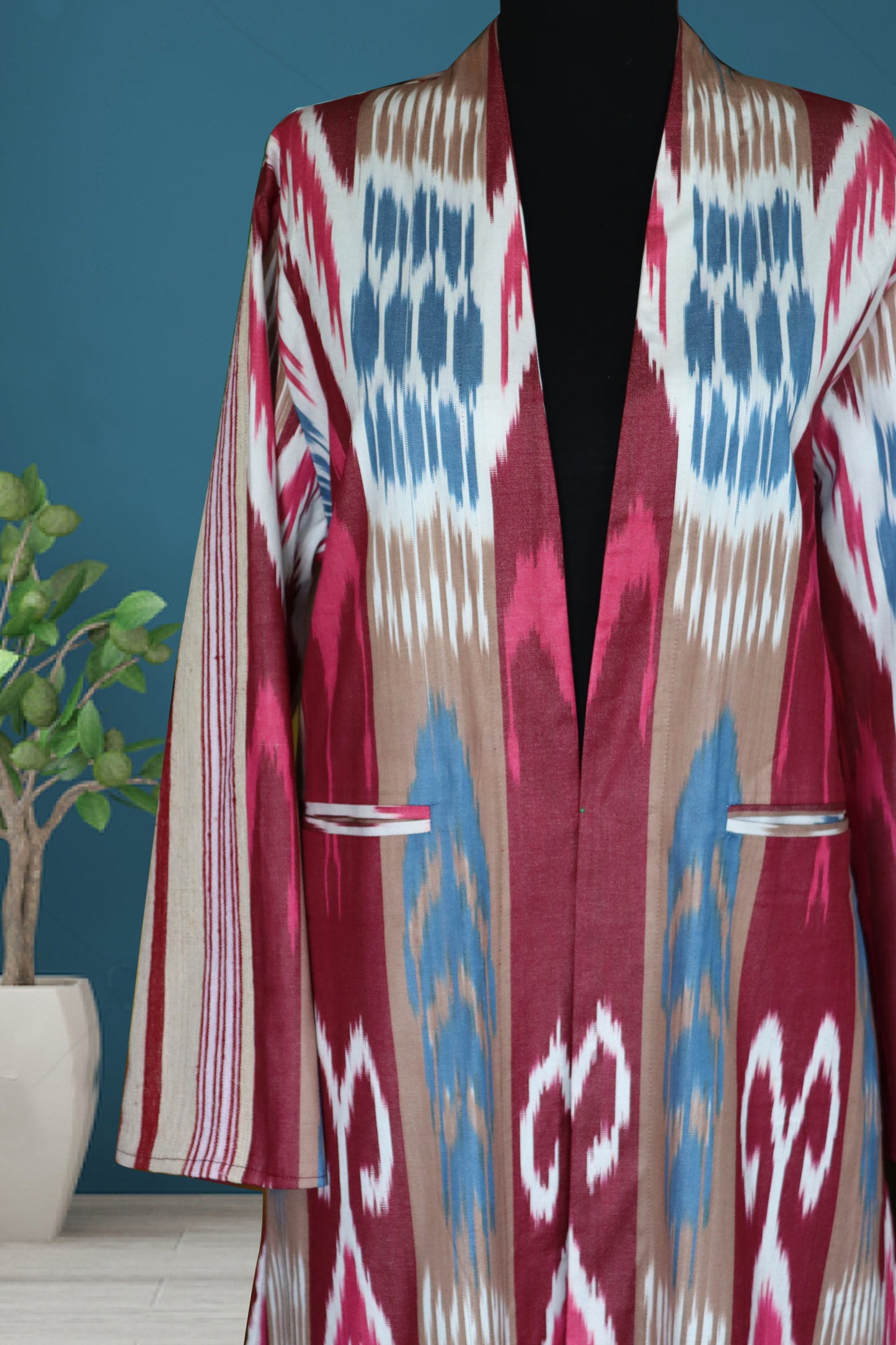 handwoven organic linen ikat caftan 006