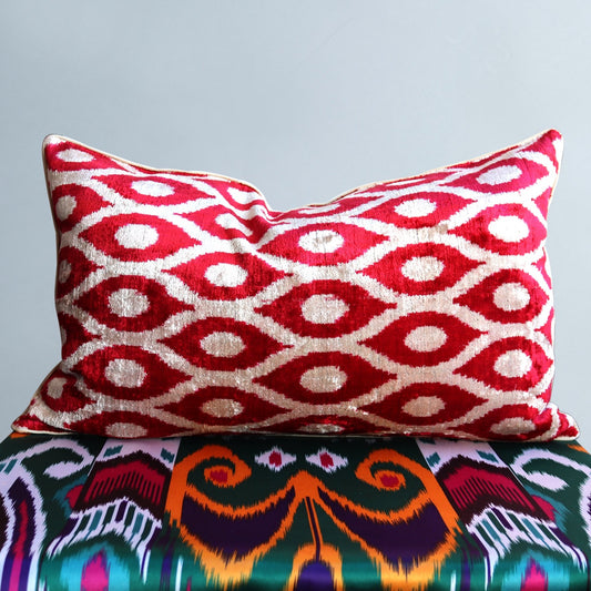 cushion cover silk velvet ikat / organic linen 40x60cm vl031