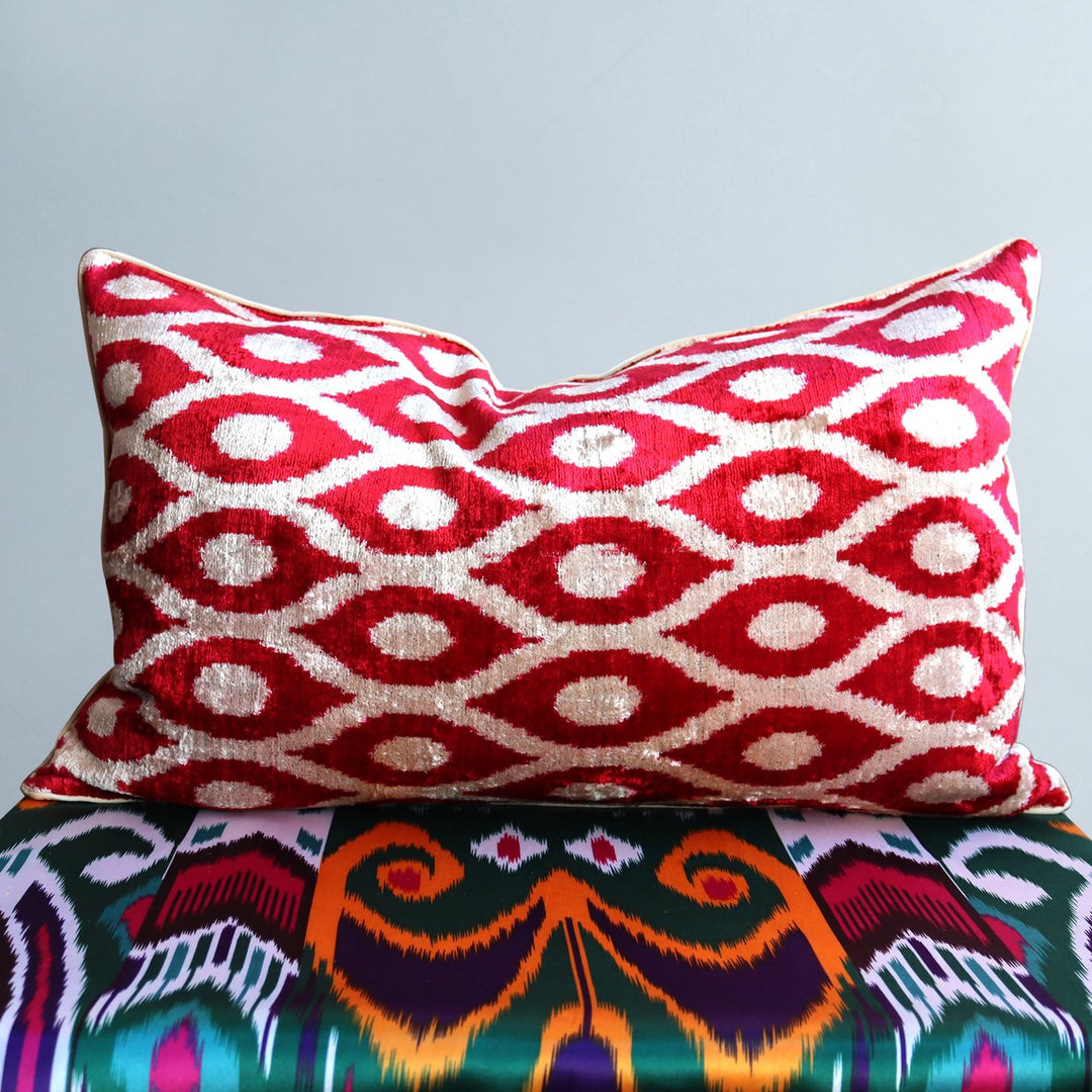 Free Shipping,15 inches x 24 inches,Silk Velvet ikat Pillow,Hand Loom Made Silk Velvet ikat Cushion Cover,ikat Fabric,Decorative order Pillow