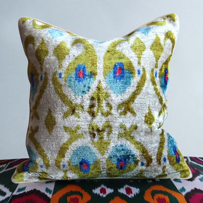 cushion cover silk velvet ikat / organic linen 40x40cm vl033