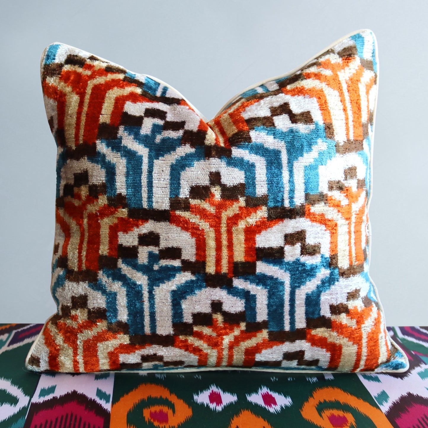 Elevate your living space with our exquisite Silk Ikat Cushion Covers and Handwoven Ikat Pillows, designed for those who appreciate Luxury Home Textiles