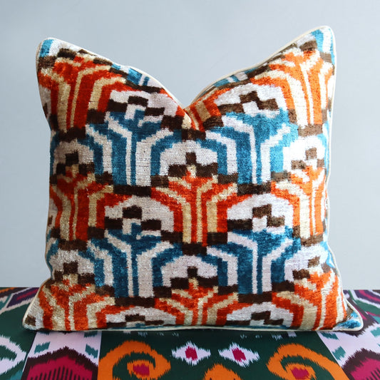Elevate your living space with our exquisite Silk Ikat Cushion Covers and Handwoven Ikat Pillows, designed for those who appreciate Luxury Home Textiles