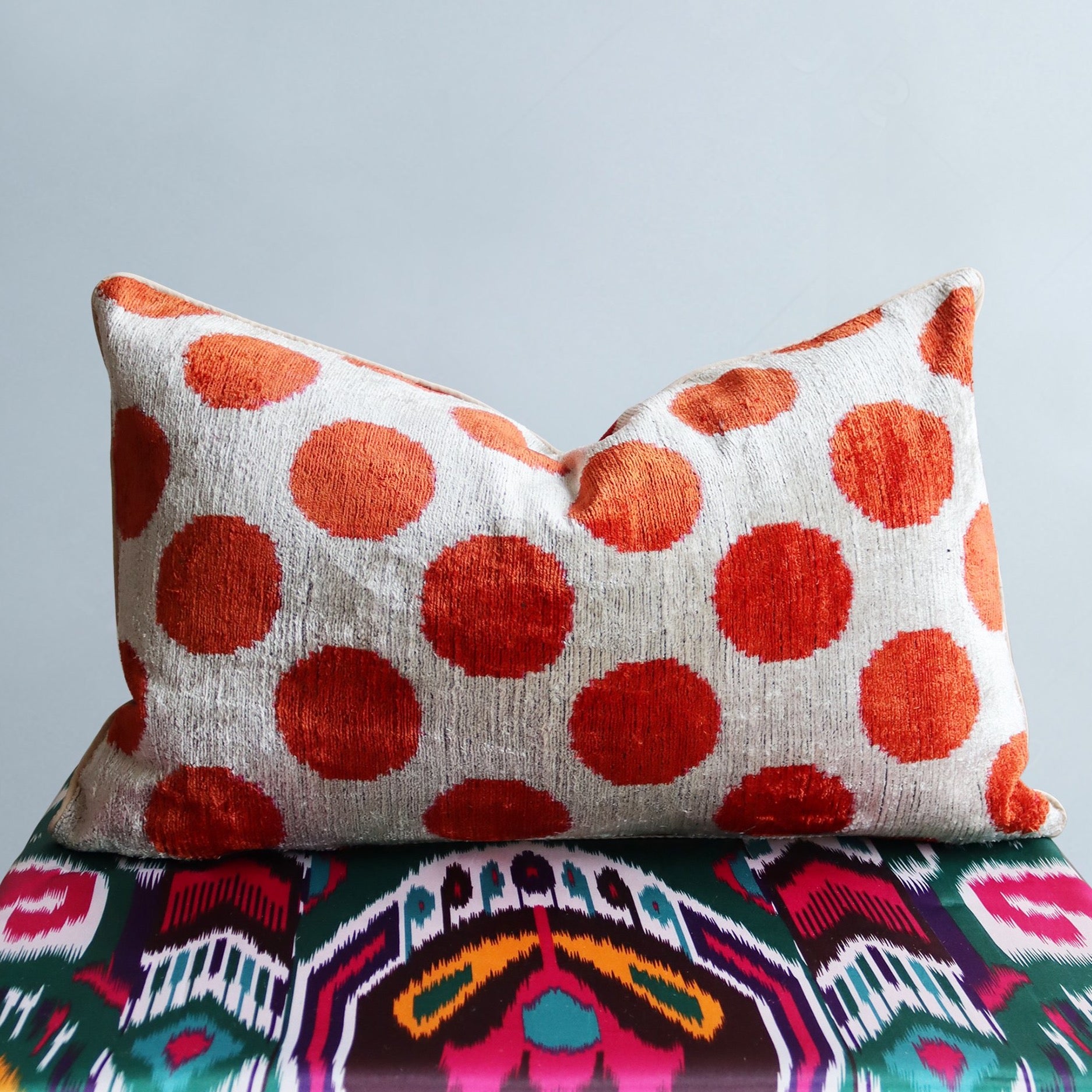 cushion cover silk velvet ikat / organic linen 40x60cm vl017