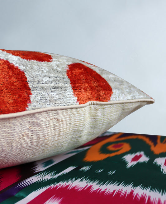 cushion cover silk velvet ikat / organic linen 40x40cm vl018