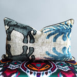 cushion cover silk velvet ikat / organic linen 40x60cm vl036