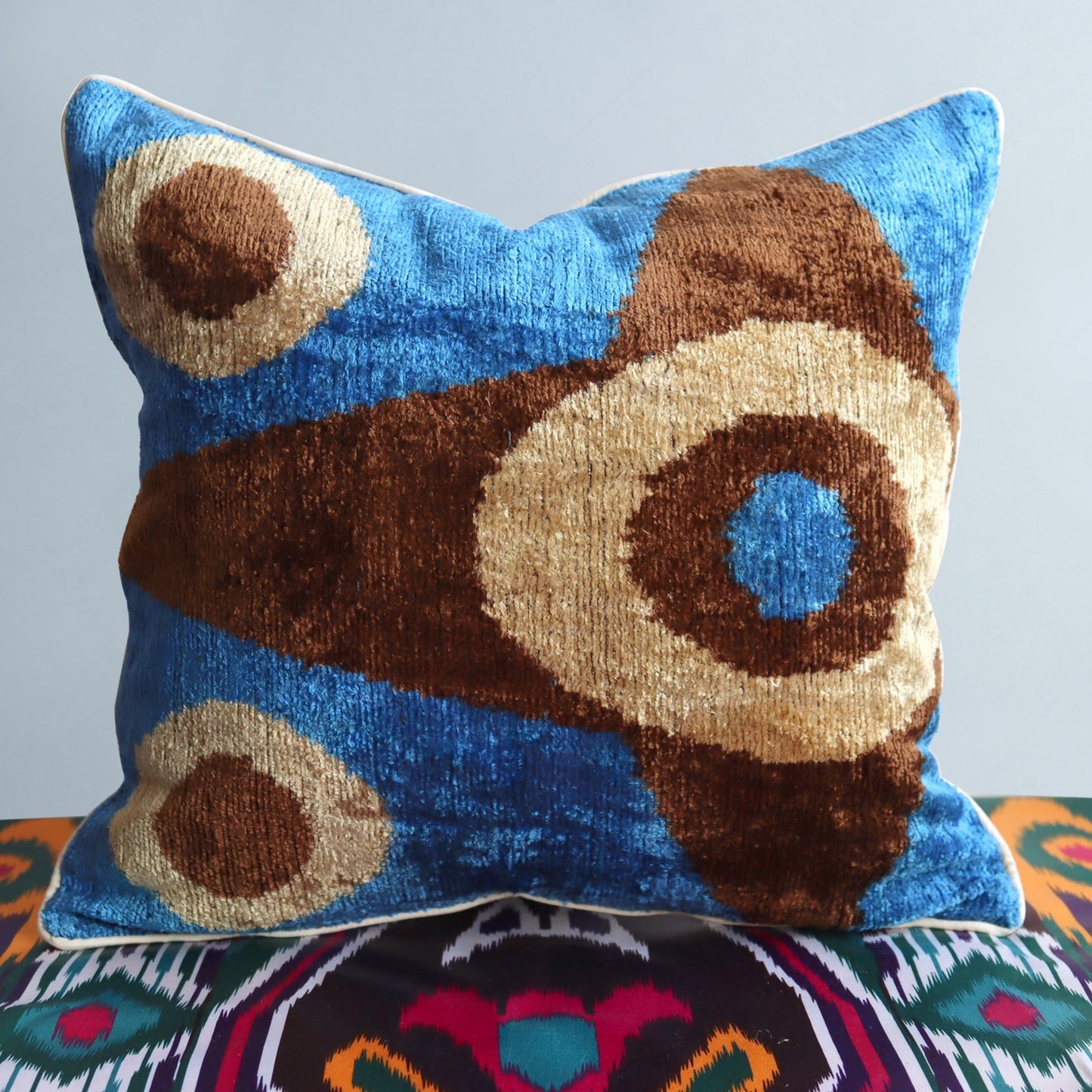 cushion cover silk velvet ikat / organic linen 40x40cm vl039