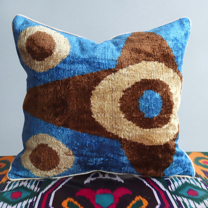 cushion cover silk velvet ikat / organic linen 40x40cm vl039