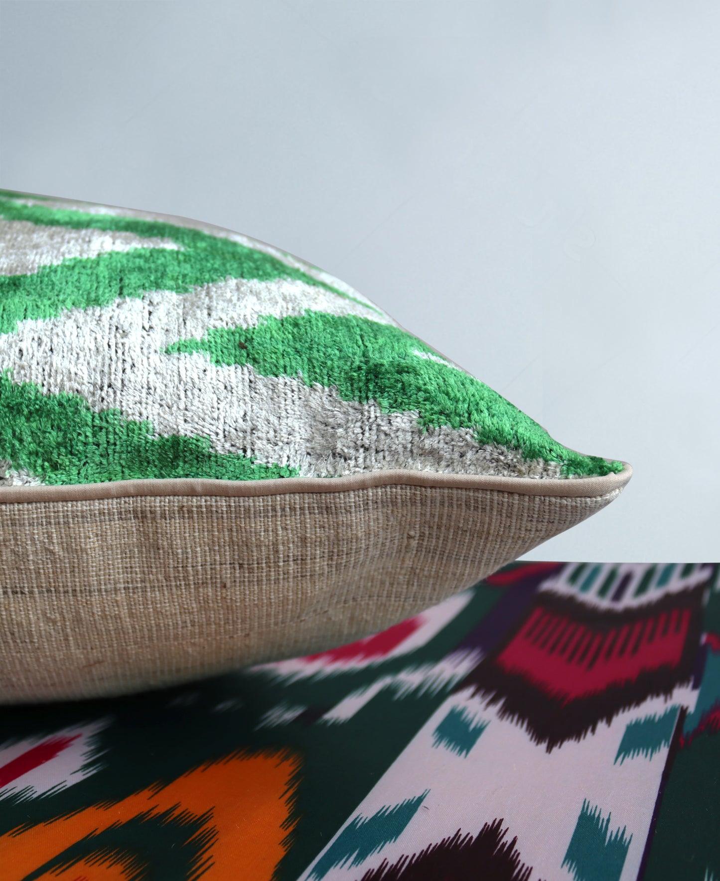 cushion cover silk velvet ikat / organic linen 40x60cm vl019