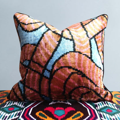 cushion cover silk velvet ikat / cotton ikat 40x40cm vc045