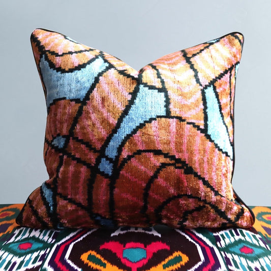 cushion cover silk velvet ikat / cotton ikat 40x40cm vc045