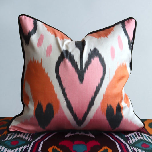 cushion cover double face silk ikat 40x40cm ds046