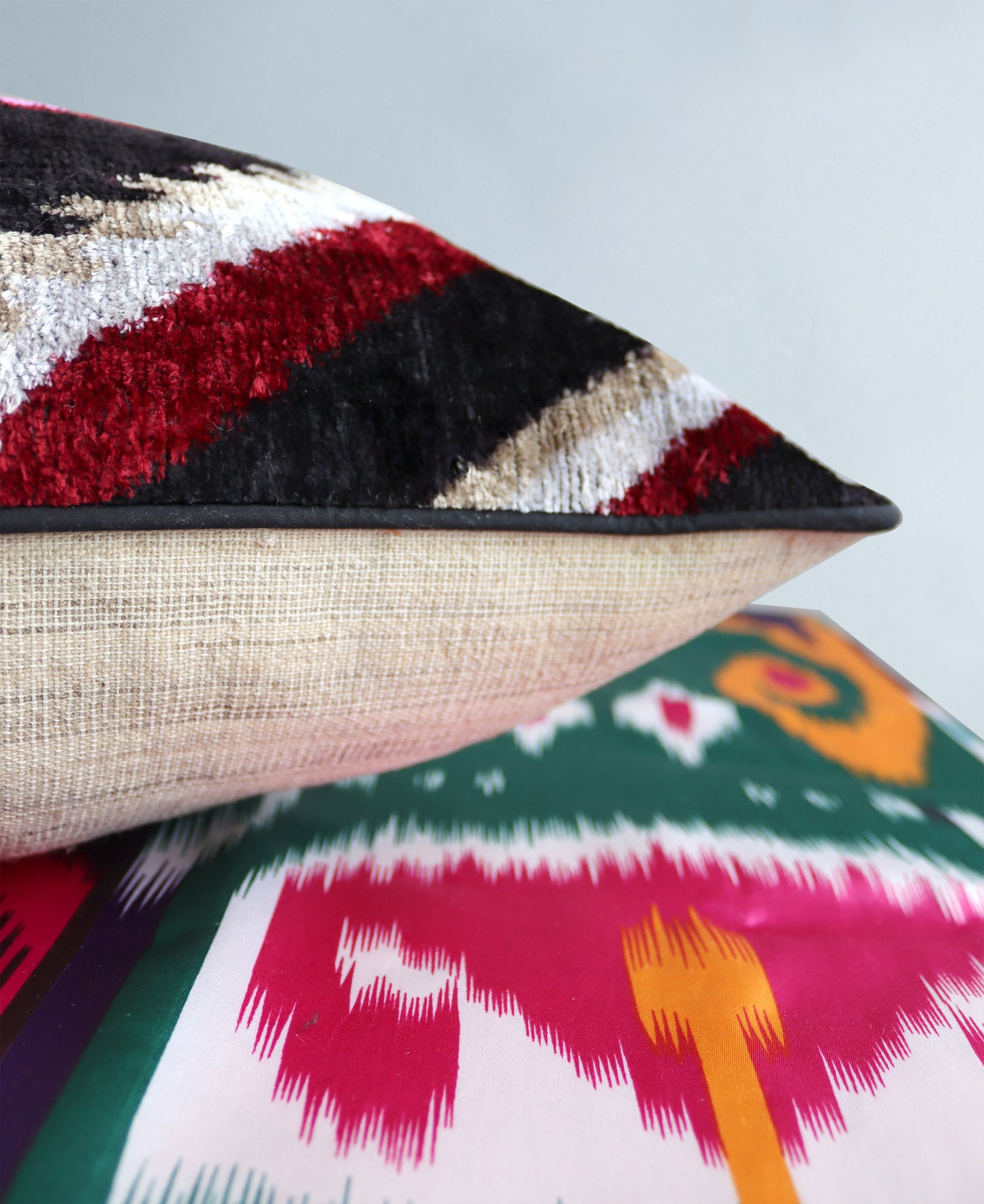 cushion cover silk velvet ikat / organic linen 40x60cm vl018