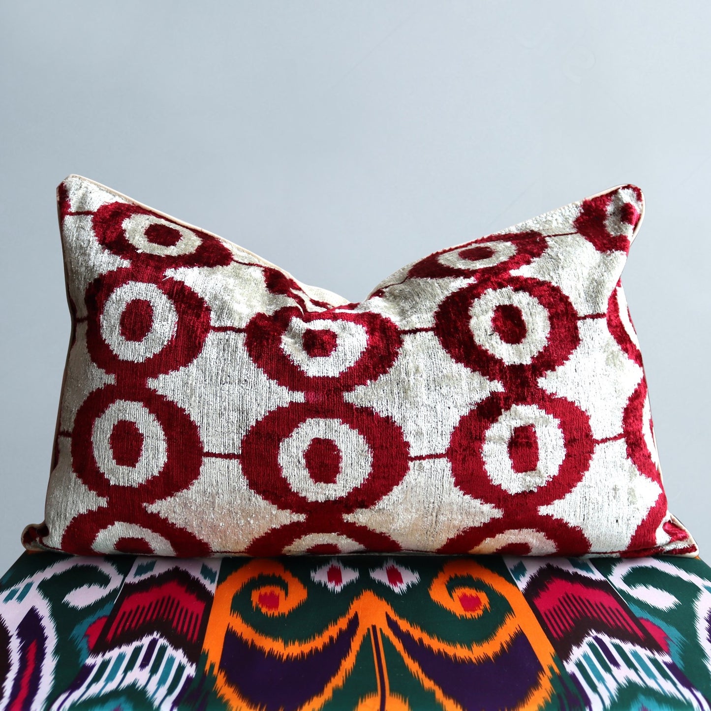 cushion cover silk velvet ikat / organic linen 40x60cm vl020