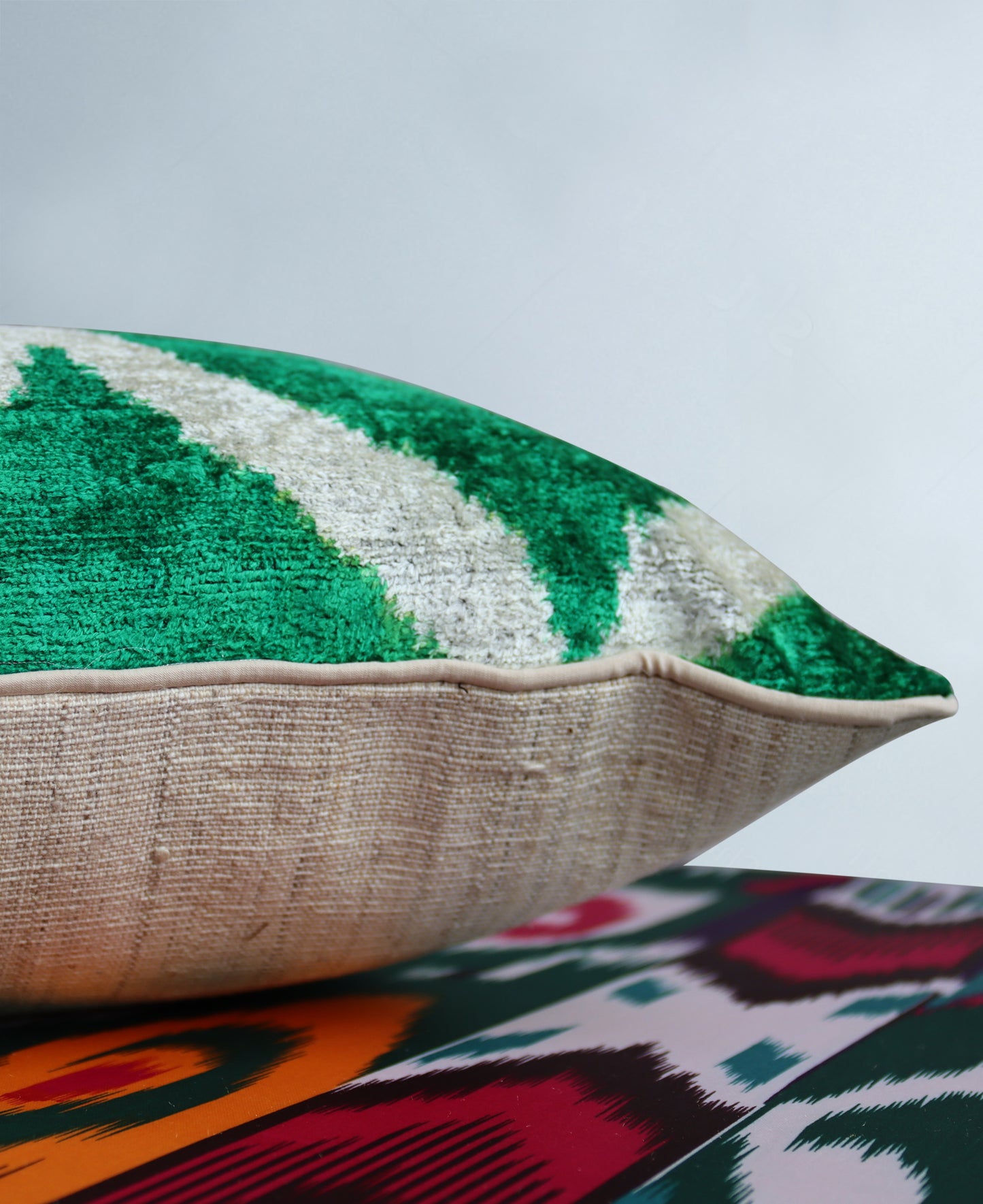 cushion cover silk velvet ikat / organic linen 40x60cm vl021