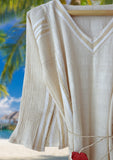 handwoven caftan dress white stripes
