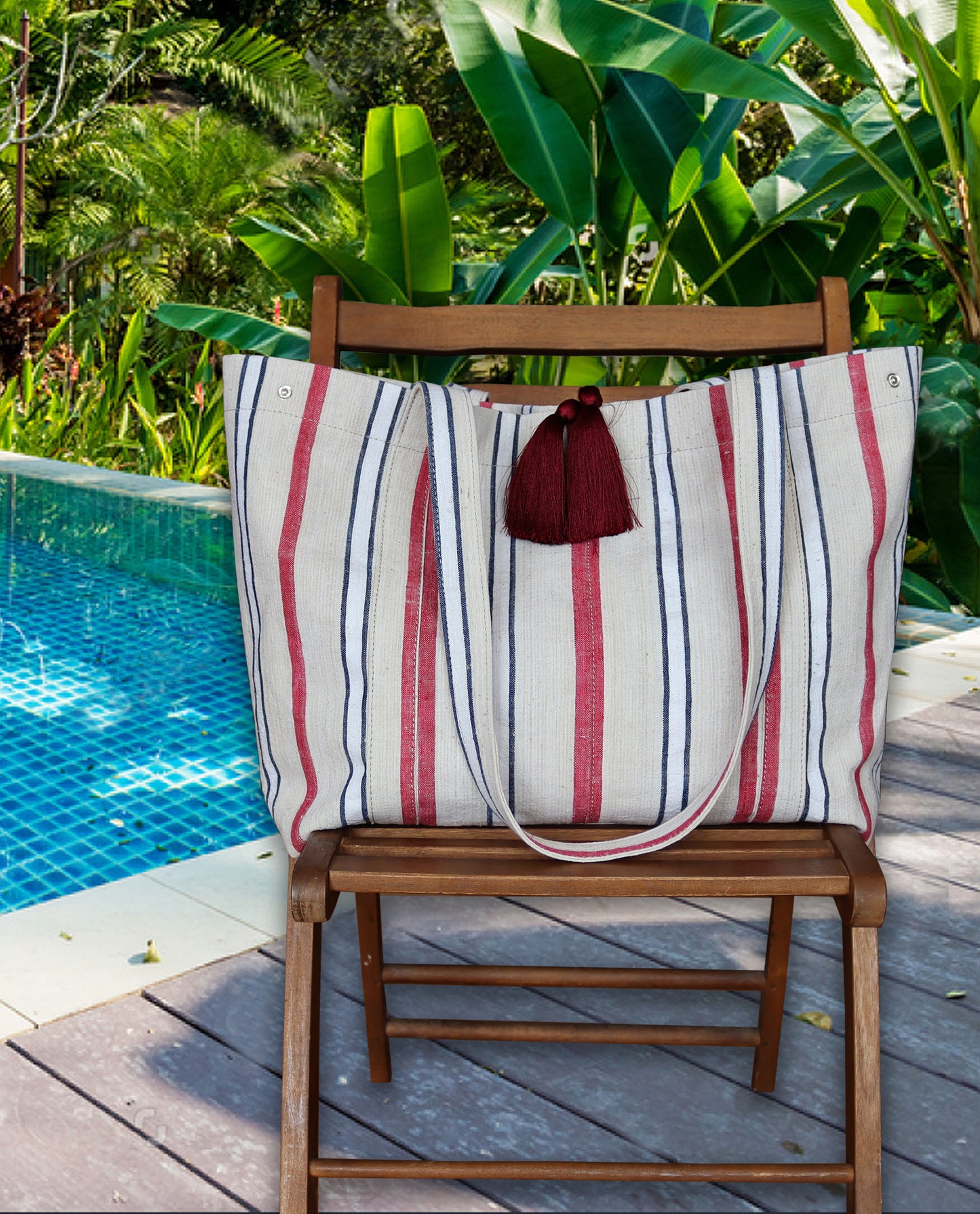 vintage linen oversize bag stripes