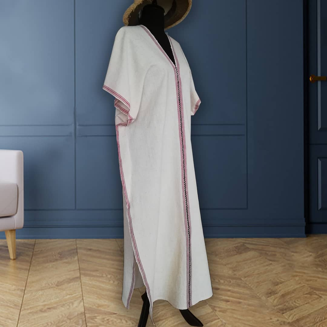 handwoven caftan dress organic linen