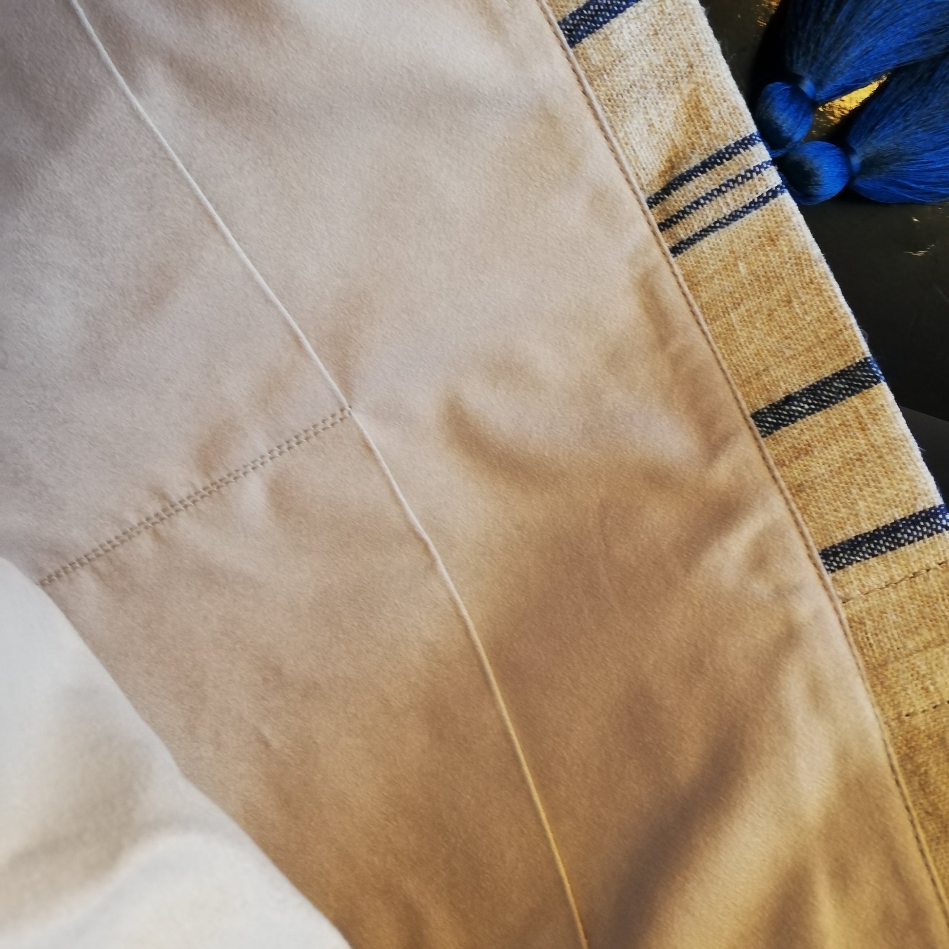 vintage linen bold navy stripes bag