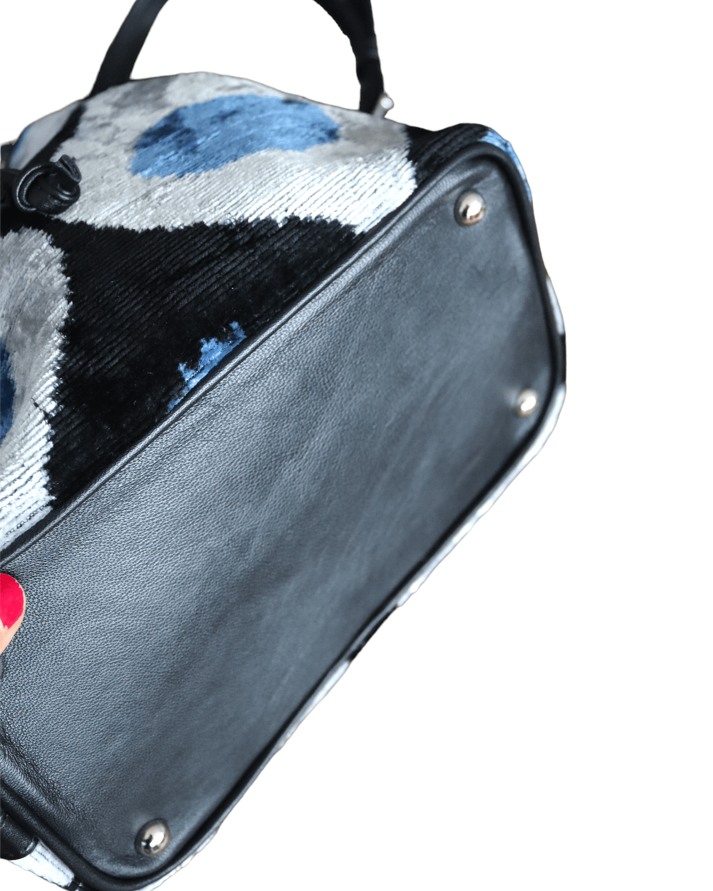 Bolso tipo cubo de terciopelo de seda Ikat - 018