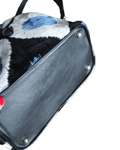 Bolso tipo cubo de terciopelo de seda Ikat - 018