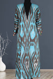 cotton ikat caftan (blue and brown)