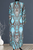 cotton ikat caftan (blue and brown)