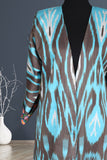 cotton ikat caftan (blue and brown)