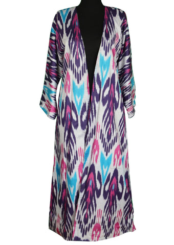 cotton ikat caftan (purple and pink)