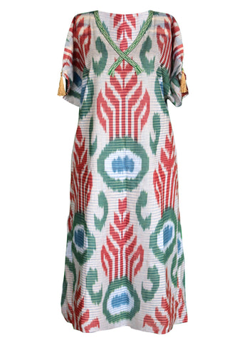 cotton ikat caftan dress 011