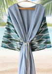 silk ikat winged robe blue