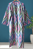 Cotton Ikat Pink Zig Zag Caftan 012