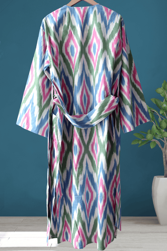 Cotton Ikat Pink Zig Zag Caftan 012