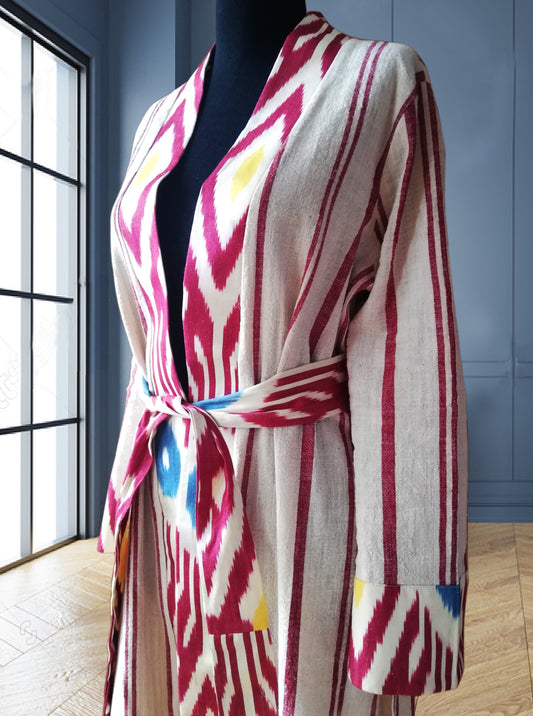 handwoven organic linen ikat caftan