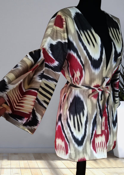 cotton ikat spanish sleeved caftan sc 007