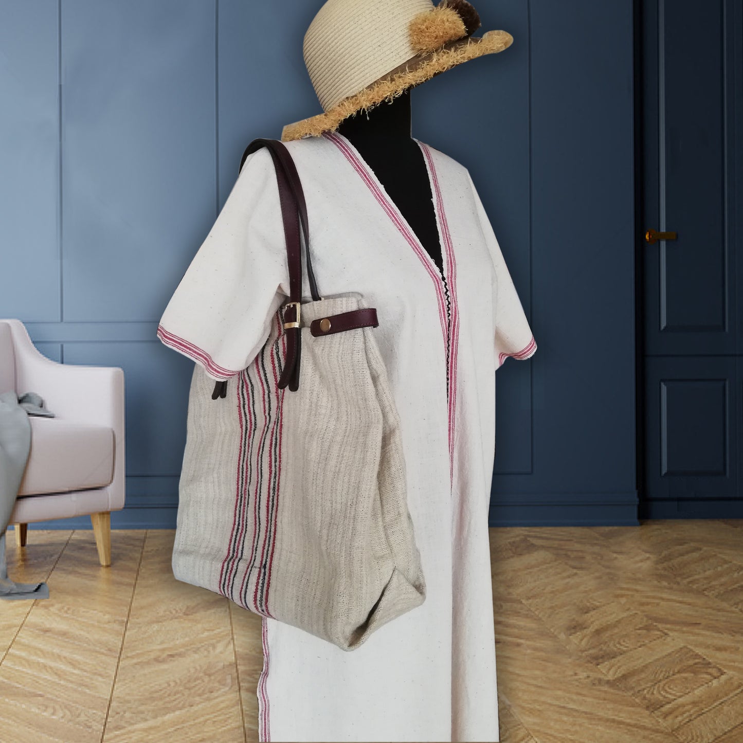 handwoven caftan dress organic linen