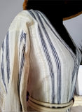 handwoven caftan silk-cotton blue stripes